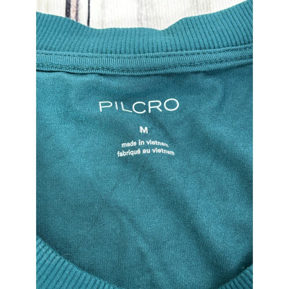 Pilcro Anthropologie Sequin Top Balloon Sleeve Sz M Blue Green Top - Picture 8 of 11